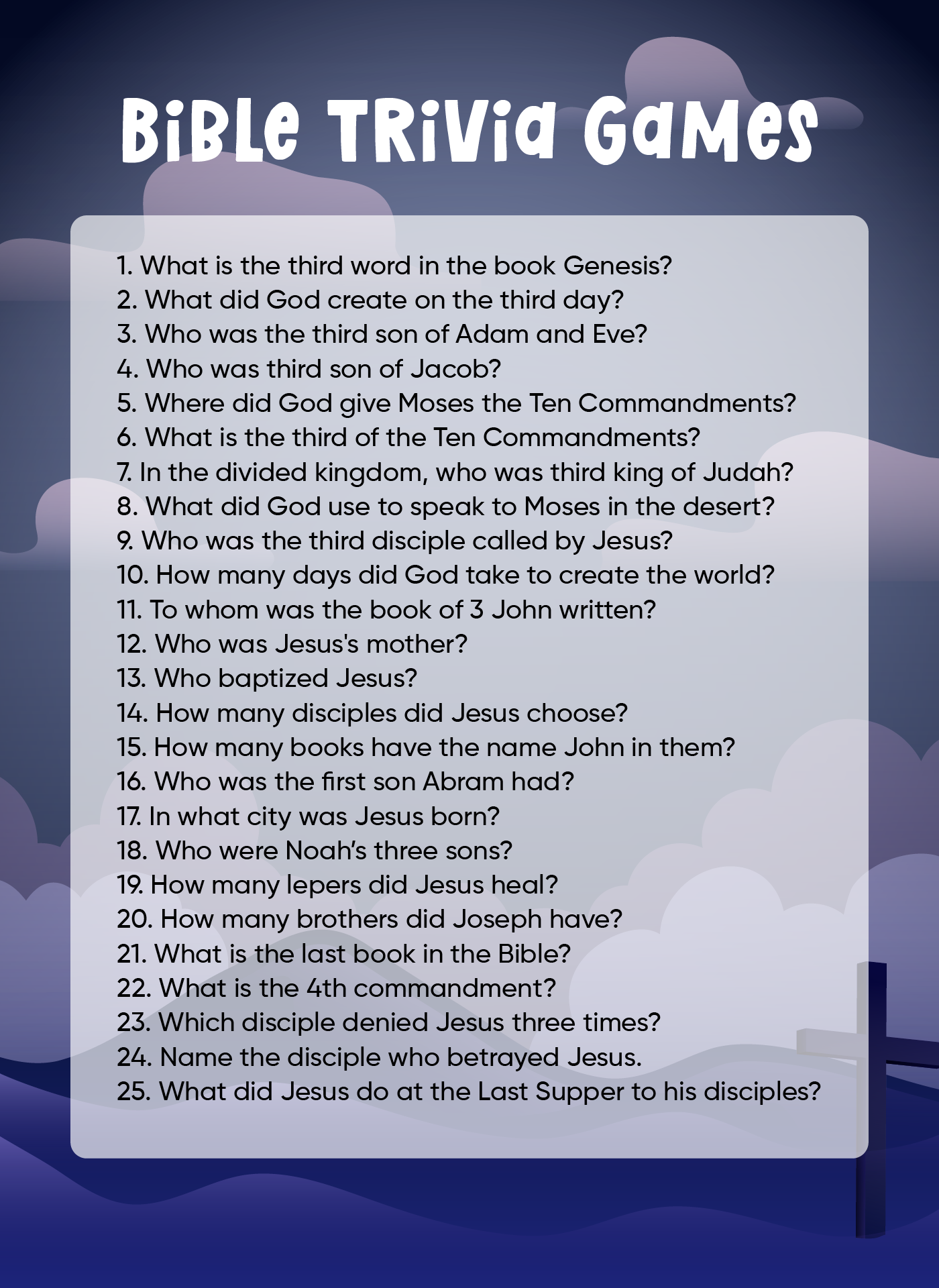 Free Printable Adult Bible Questions and Answers