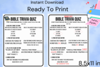 Bible Trivia Quiz Sheets Printable Bible Questions Answer Key Fun For All Ages Classful