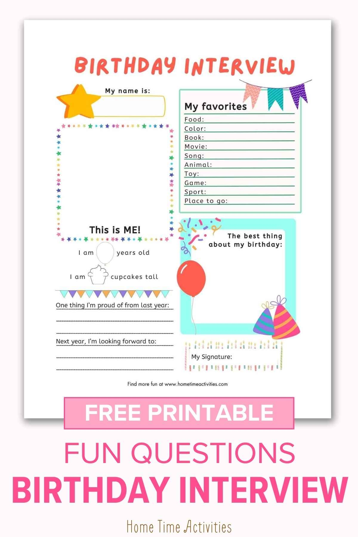 Birthday Interview Questions Free Printable PDF