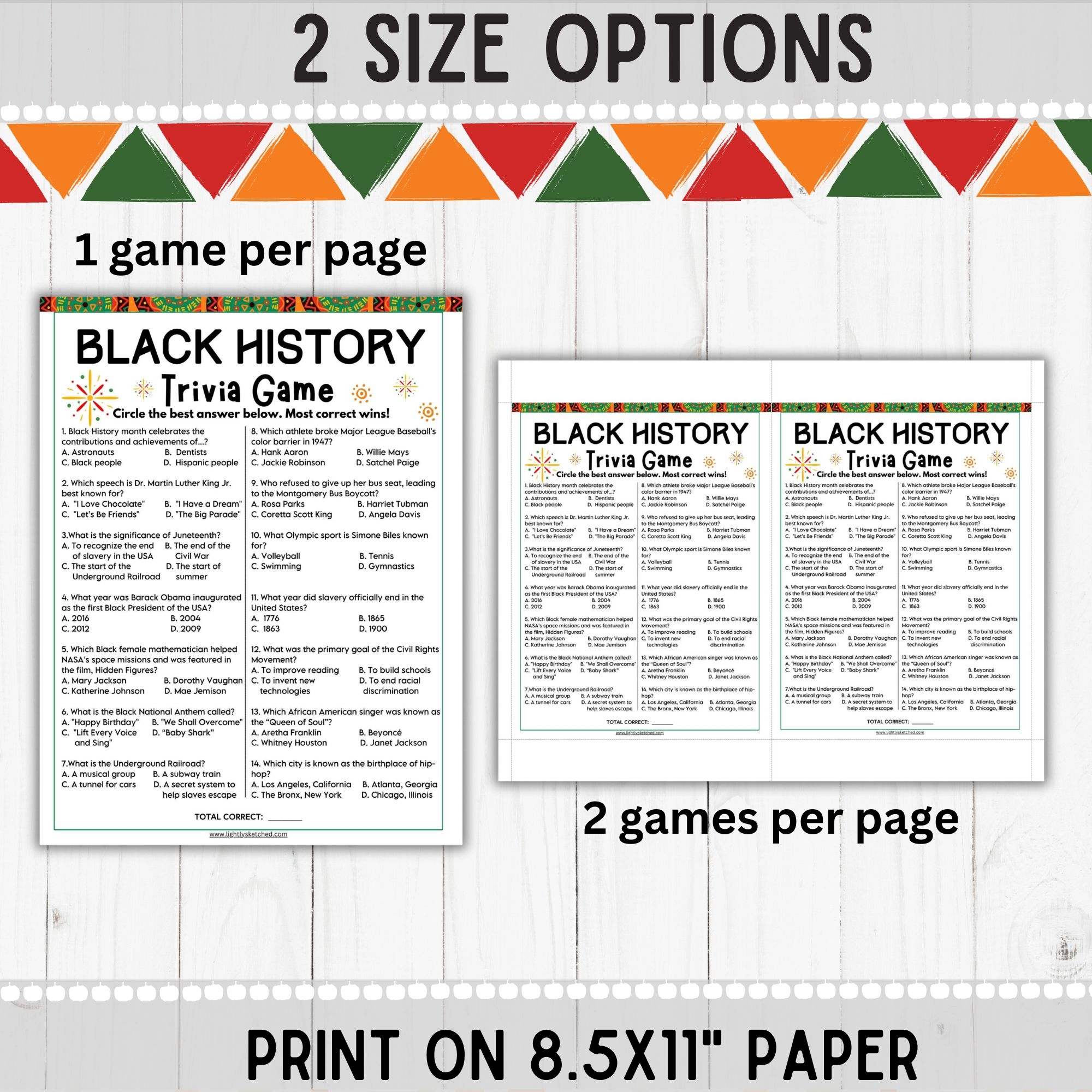 Black History Trivia Game Lightly Sketched