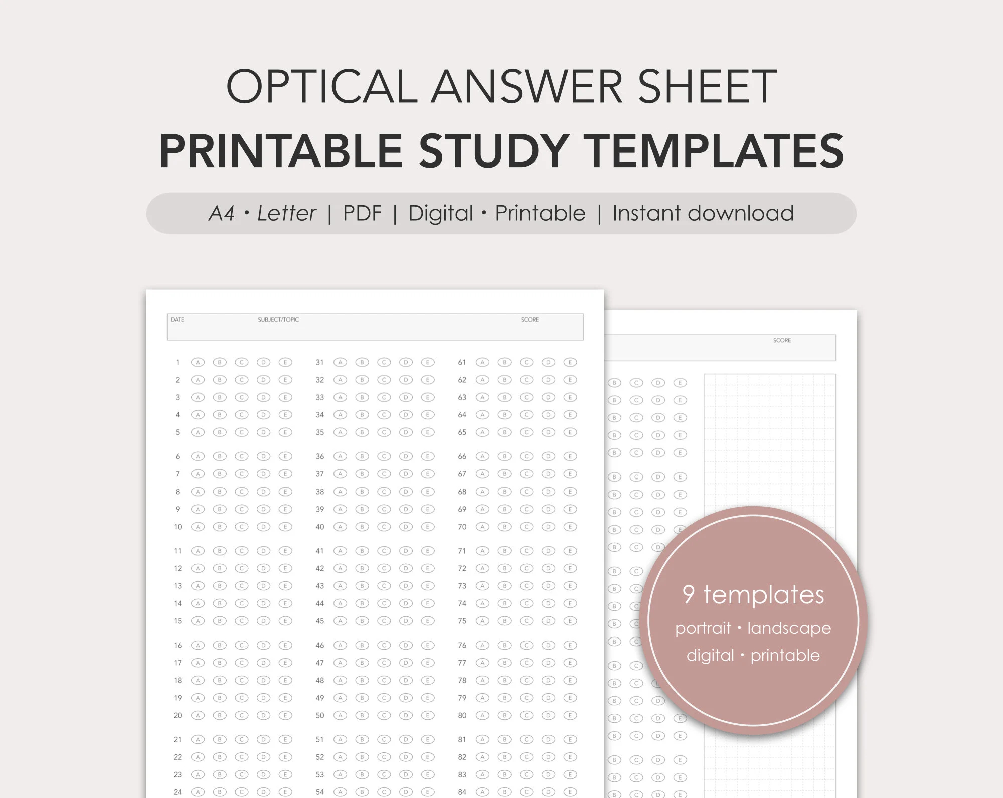 Zip Grade Printable Answer Sheets