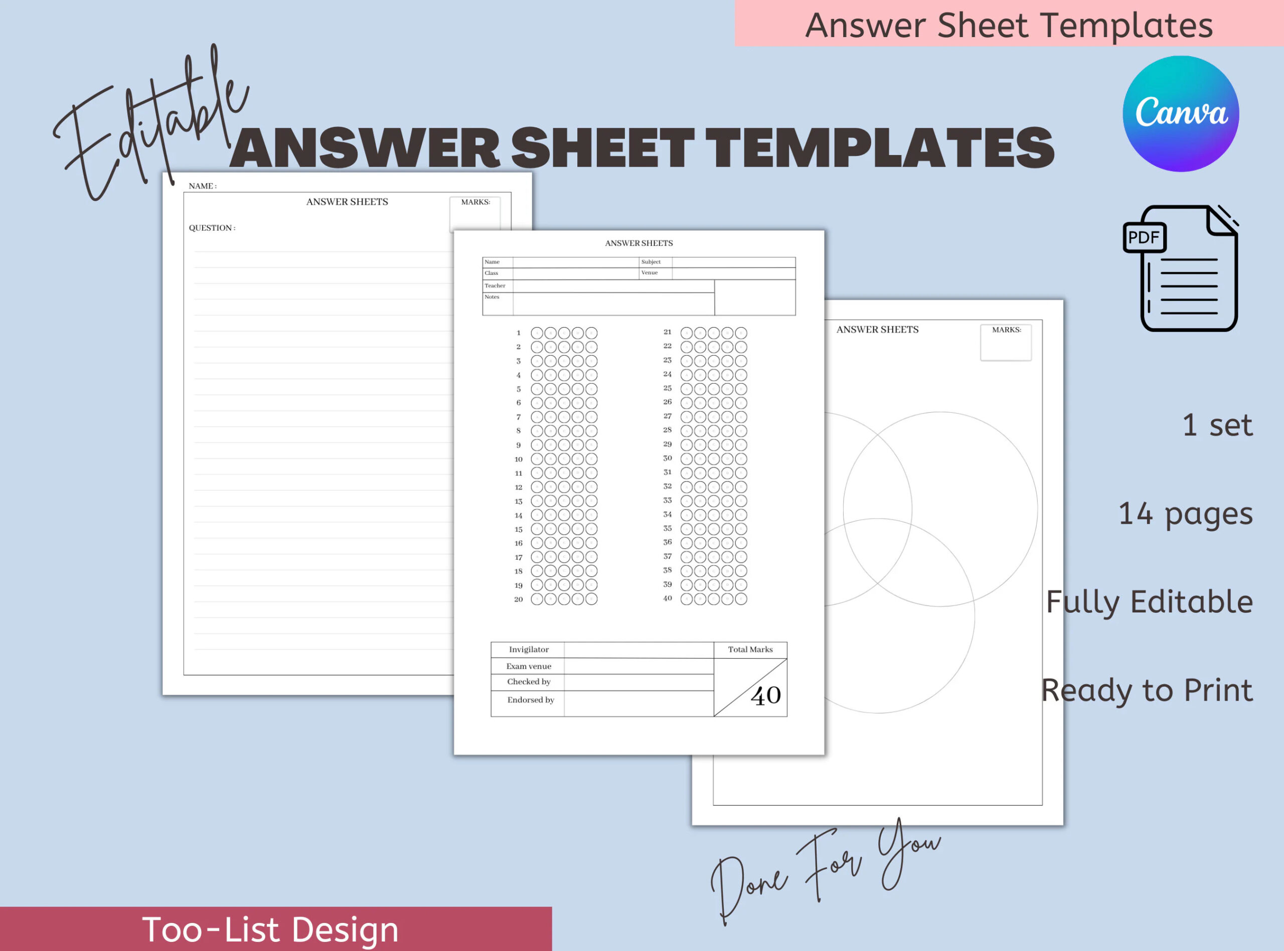Free Printable Answer Sheet Template