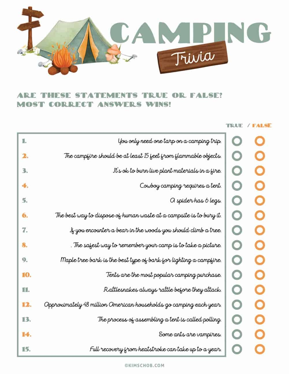 Camping Printable Game Set Kim Schob