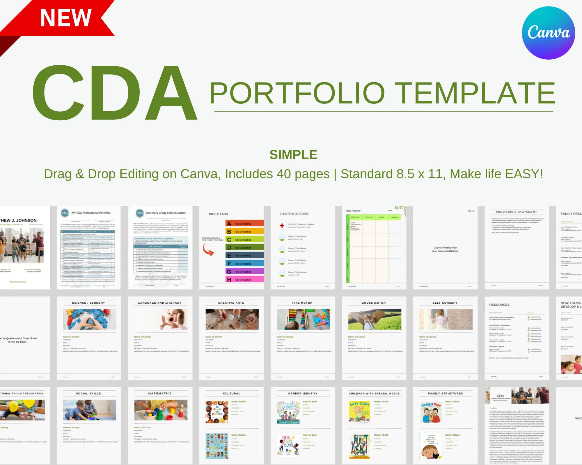 CDA Professional Portfolio Template Canva Portfolio Template Education Portfolio CDA Teaching Portfolio Childcare Portfolio CDA Etsy