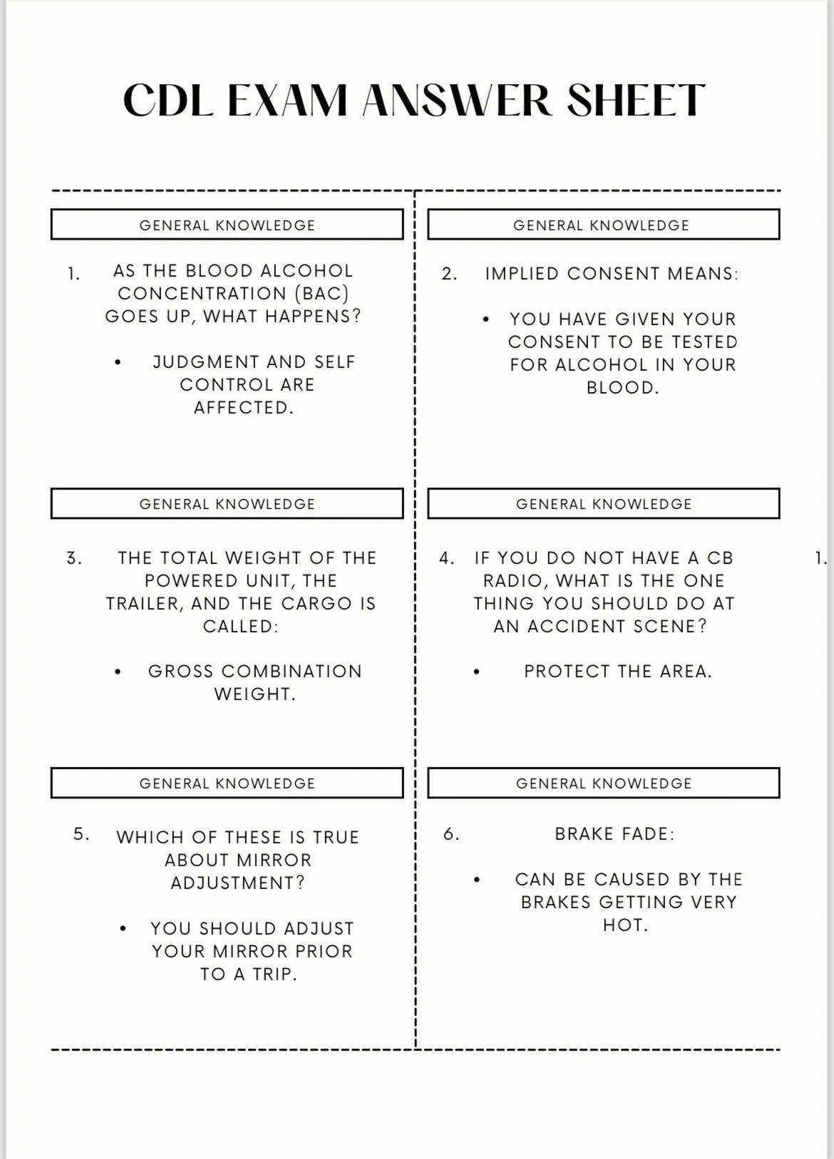 CDL General Knowledge Study Guide official 2025 Questions And Answers Etsy