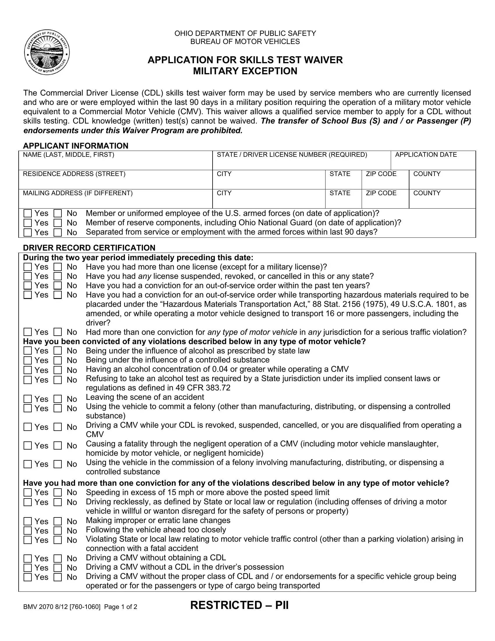 Printable CDL Test and Answers Ohio