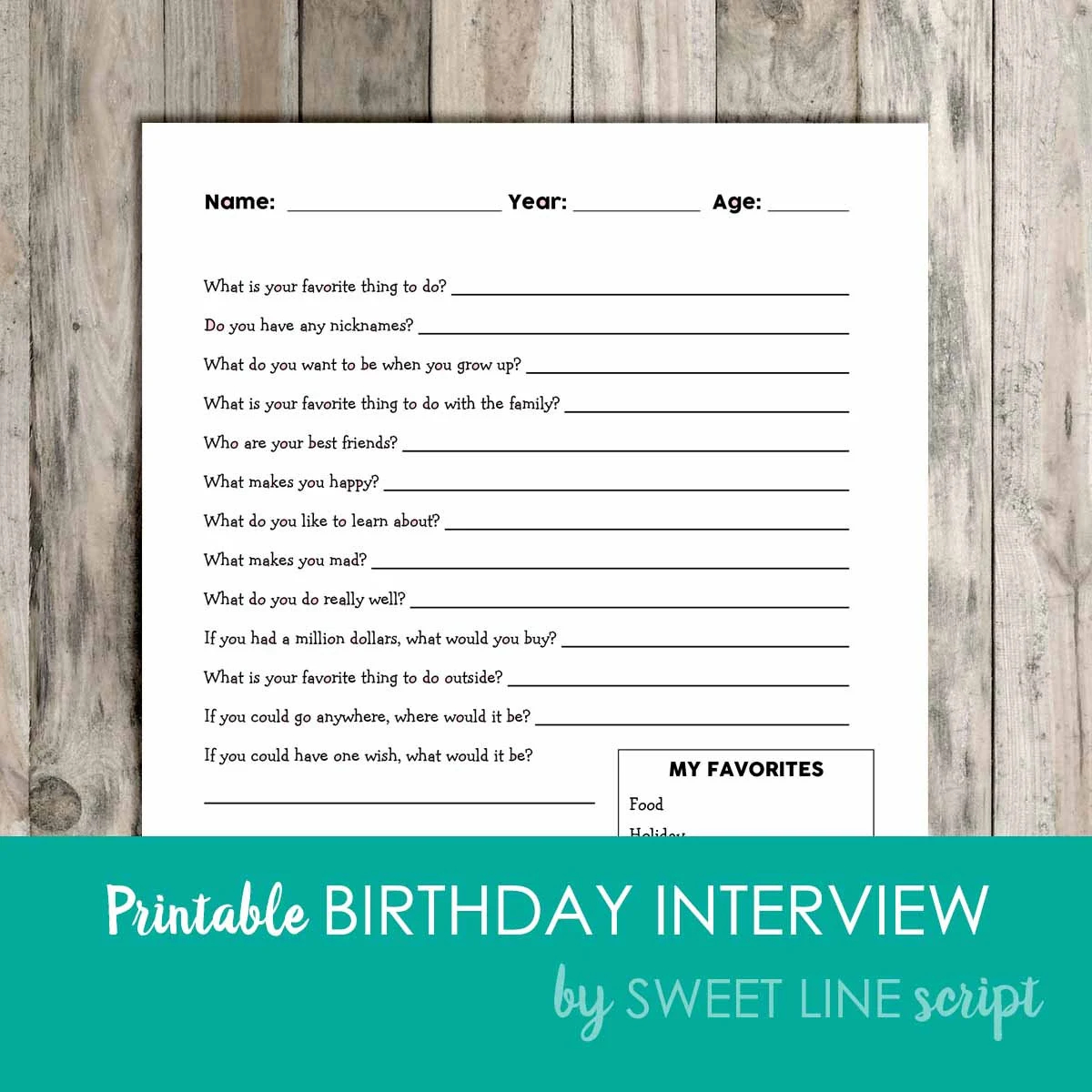 Child Interview Sheets Etsy