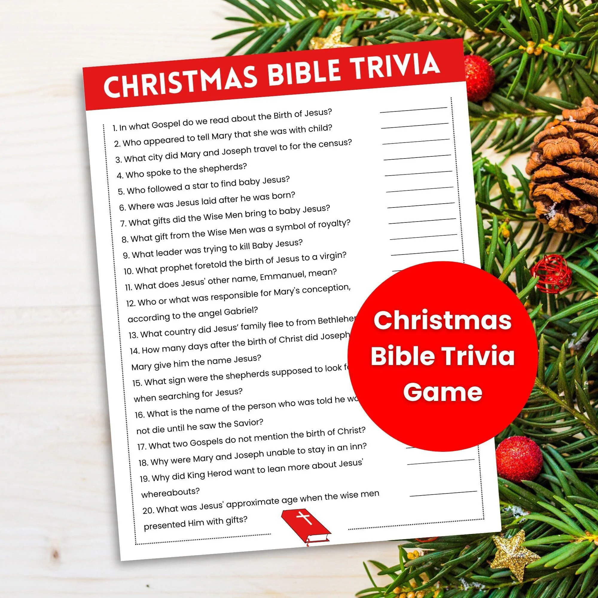 Christian Christmas Bible Trivia Christmas Trivia Game For Adults And Kids Sunday School Games Church Christmas Party Games Etsy