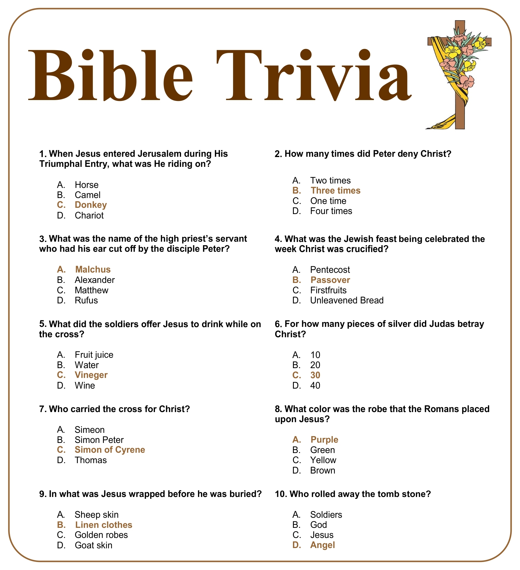 Christmas Bible Trivia Printables Questions U0026 Answers Artful Worksheets Library
