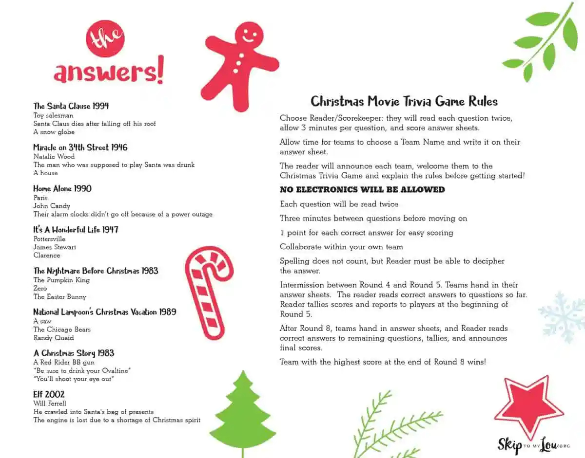 Christmas Movie Trivia Game Skip To My Lou