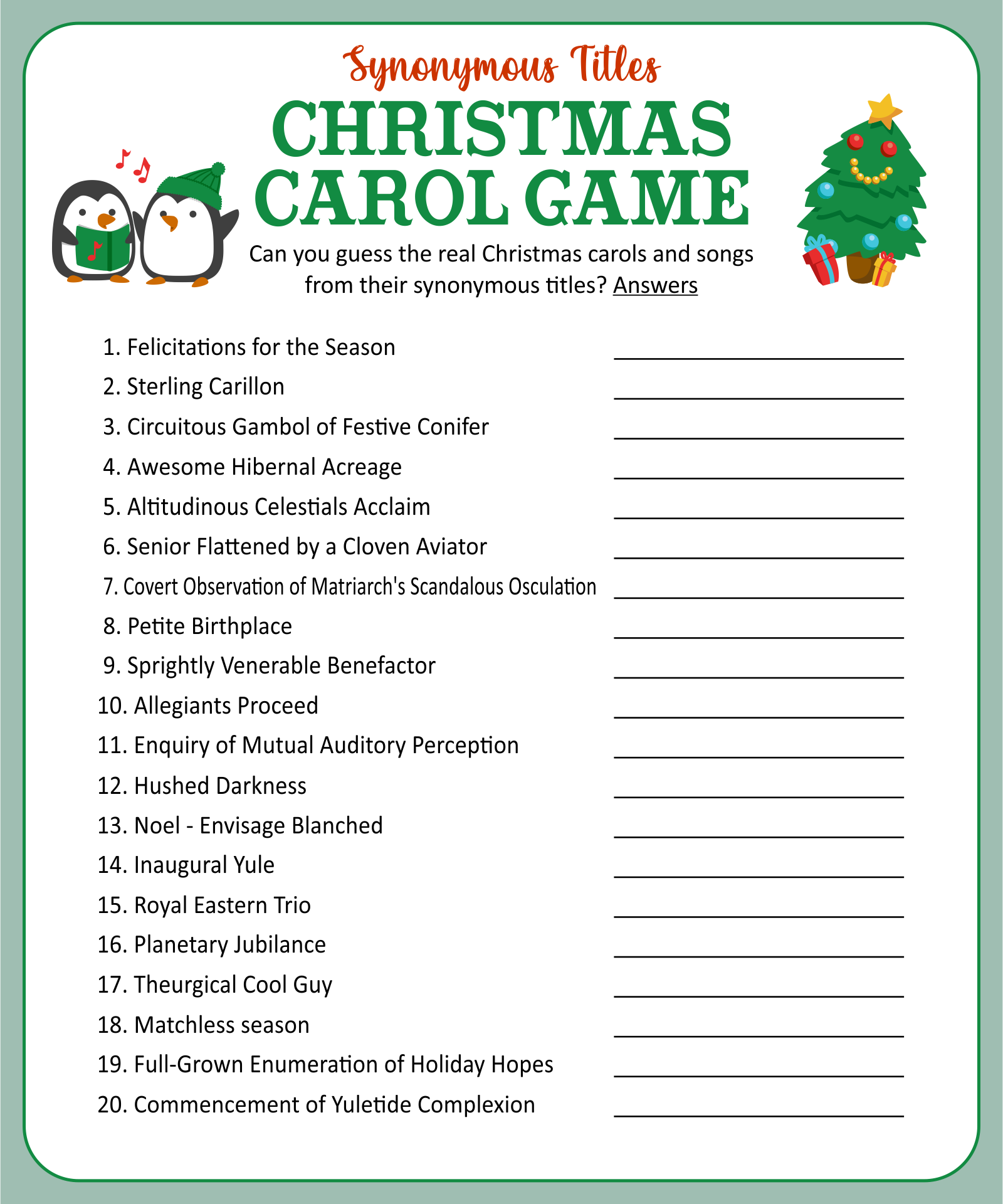 Christmas Trivia Questions 15 Free PDF Printables Printablee