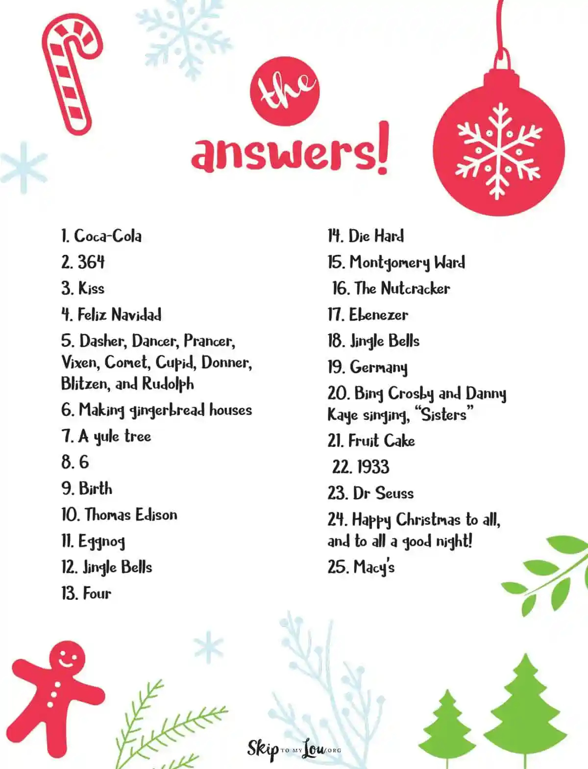 Printable Christmas Trivia Questions