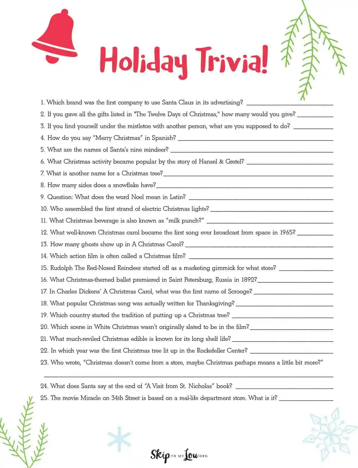 christmas trivia skip to my lou