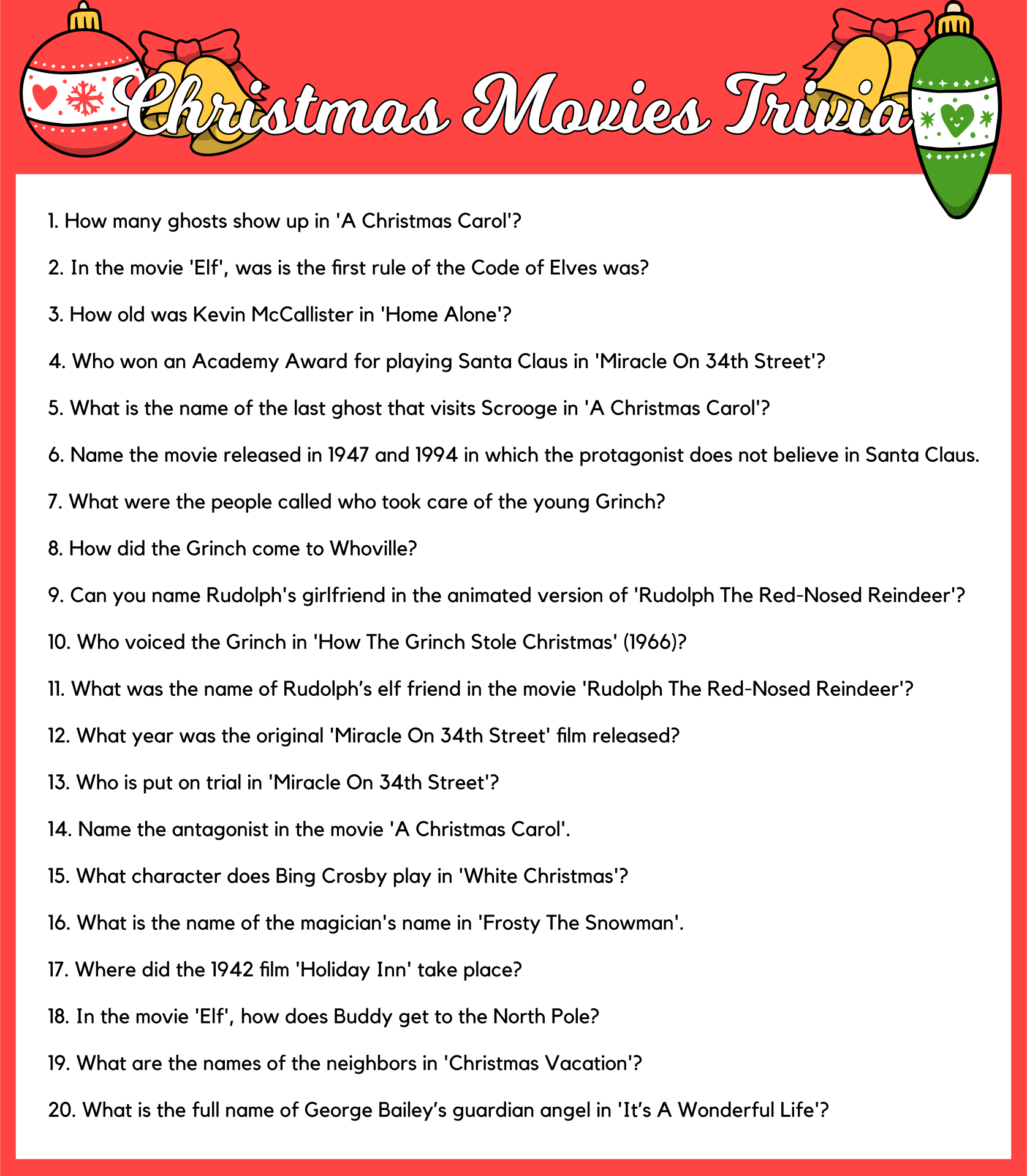 Christmas Trivia With Answers 15 Free PDF Printables Printablee