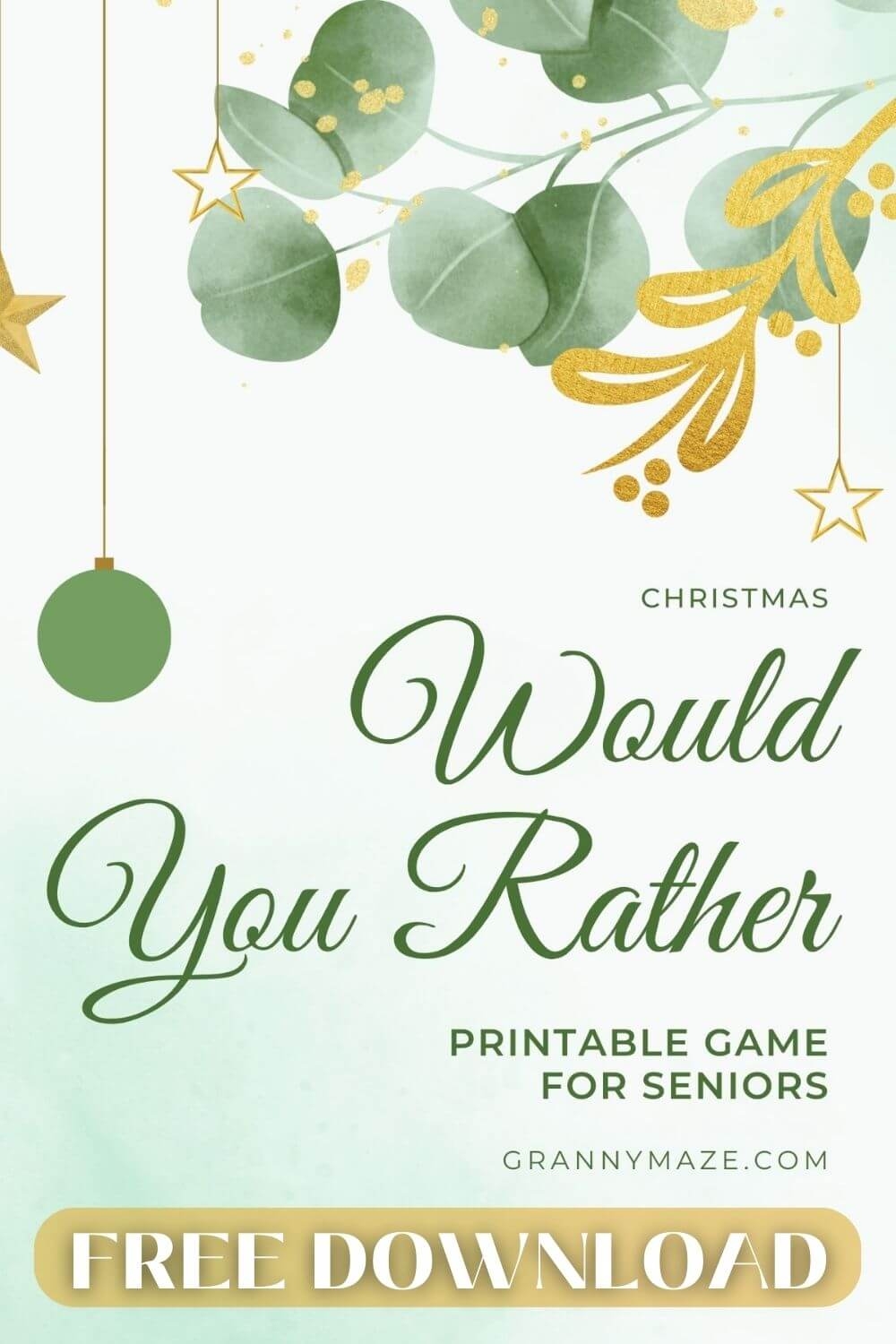 Christmas Would You Rather Game For Seniors 80 Questions Freebie