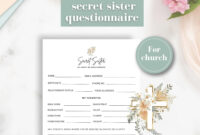 Church Secret Sister Questionnaire Printable Secret Sister Survey Church Appreciation Church Gift Exchange Womens Ministry Secret Sister Etsy