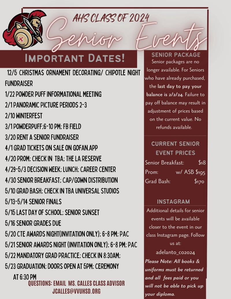 Class Of 2024 Senior Events Important Dates Single Posts NEWS
