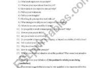 Common Job Interview Questions ESL Worksheet By Mauricio3582