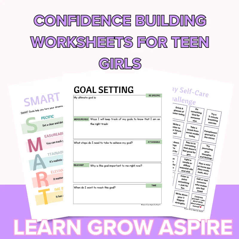 Confidence Building Worksheets For Teen Girls Learn Grow Aspire