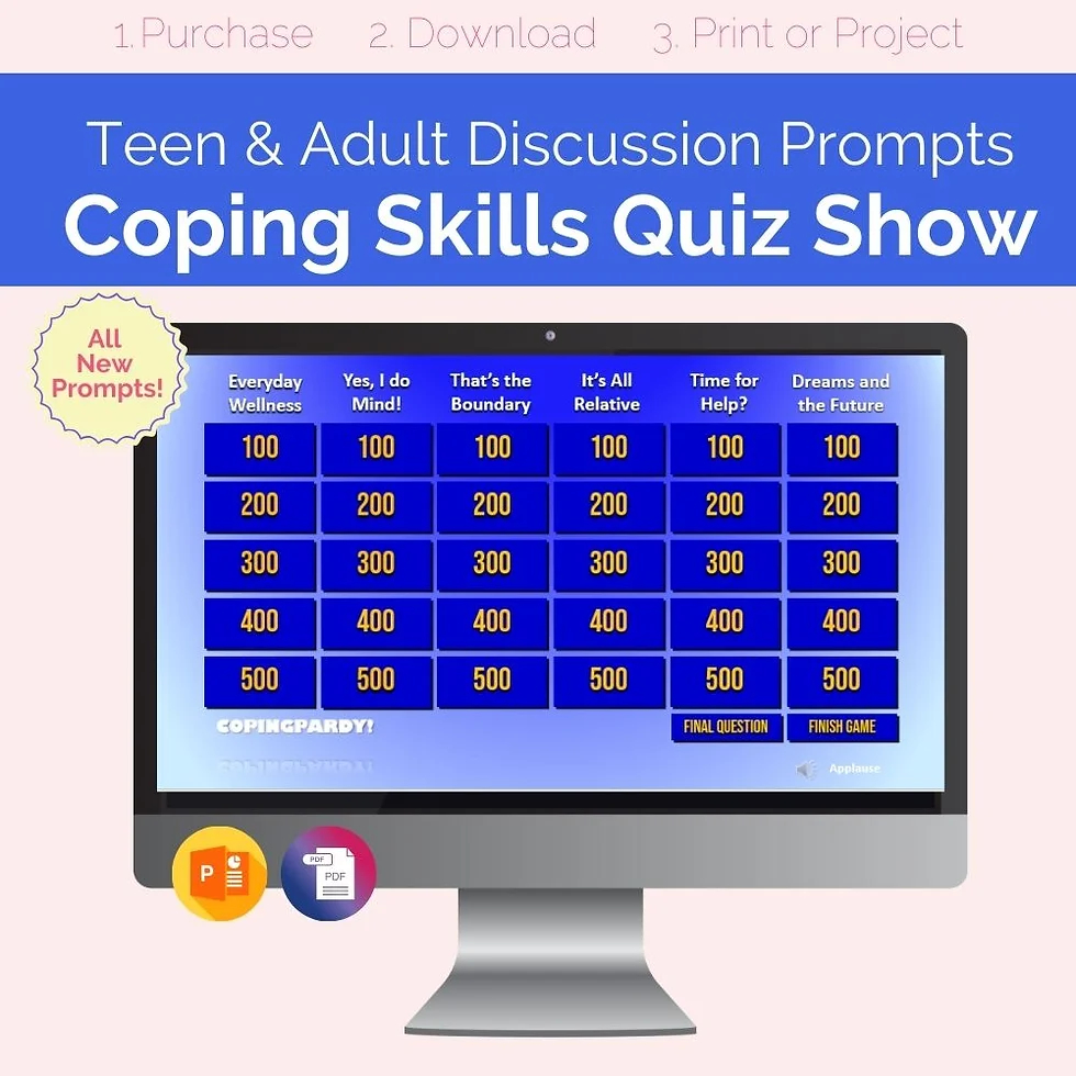 Coping Skills Quiz Show Mental Health Activity Therapy Game Wellness Game Counseling Palette