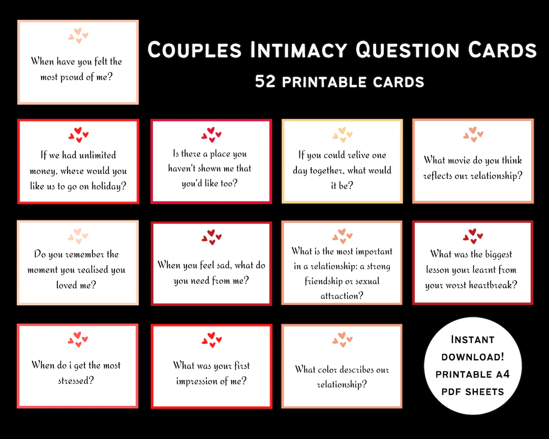 Couple Intimacy Question Cards Printable Couples Card Game Download PDF Date Night Cards Conversation Starters Relationship Questions Etsy