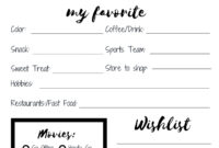 Customizable My Favorite Things Questionnaire 8 x10 Senior Class Ideas Printable PDF Jpeg Png INSTANT DOWNLOAD Etsy