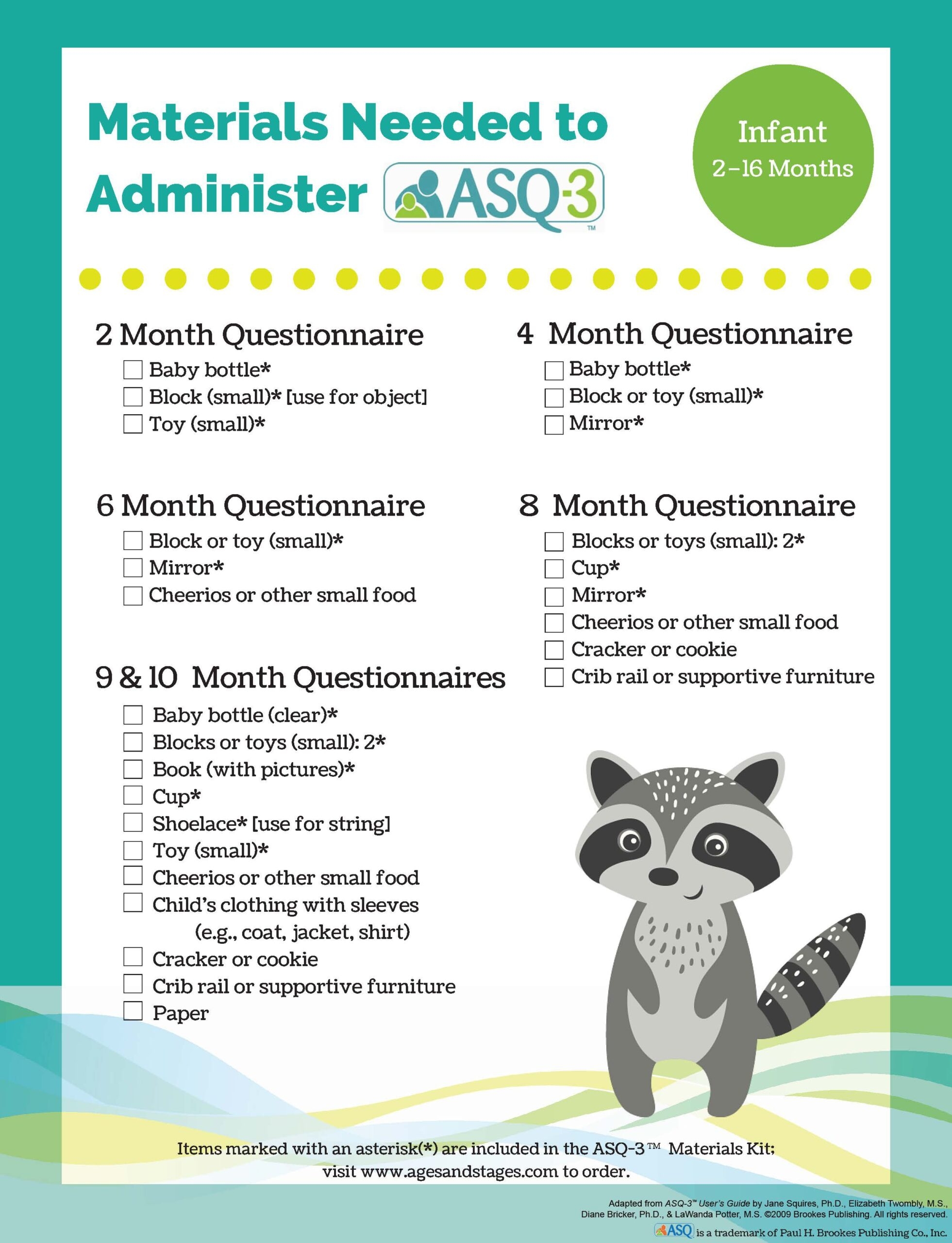 ASQ Questionnaire Printable 10 Months