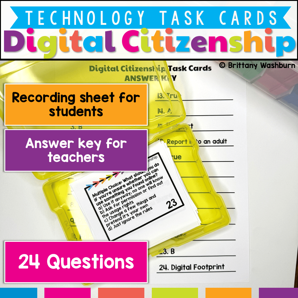 Digital Citizenship And Netiquette Printable Task Cards 