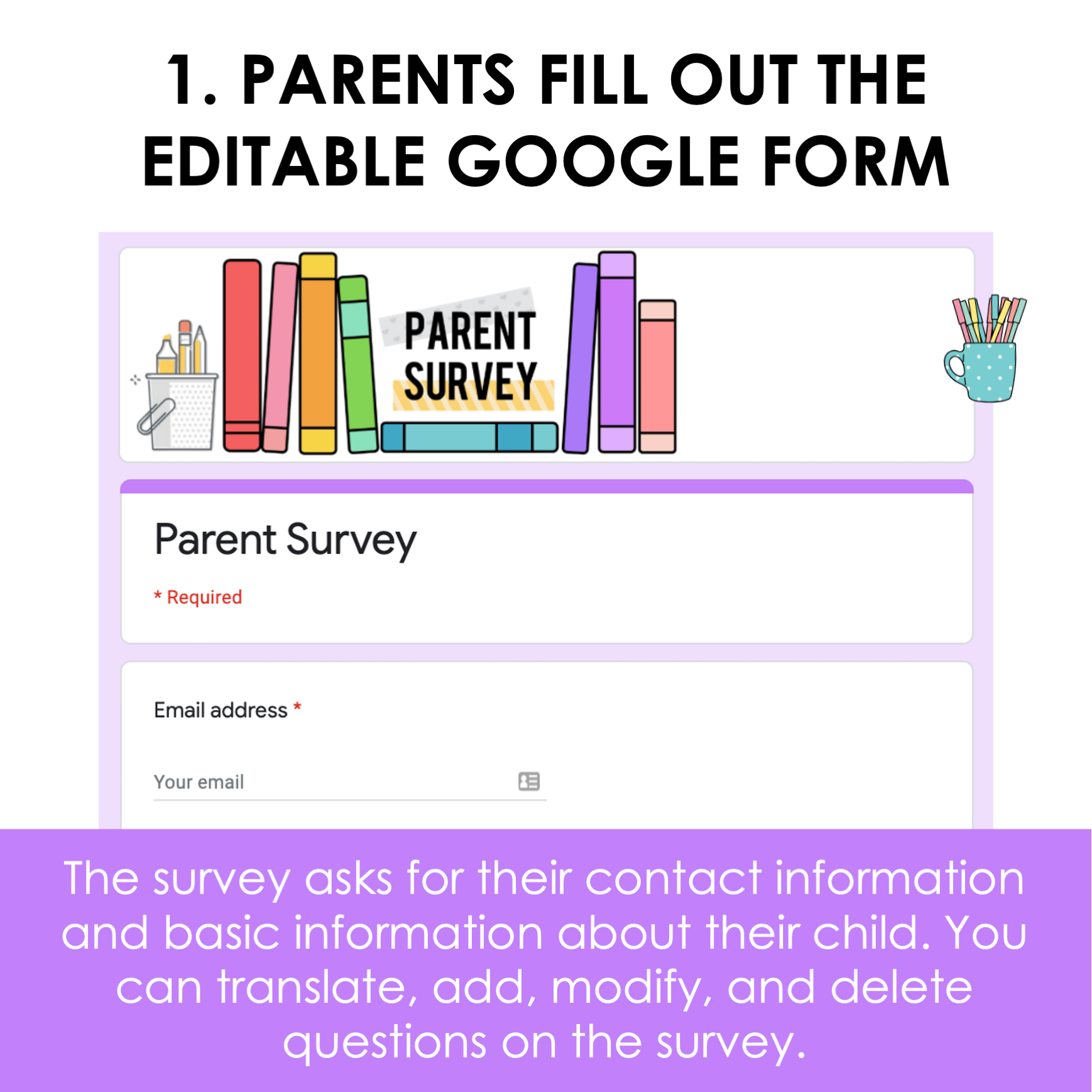 Digital Editable Parent Survey Markers Minions