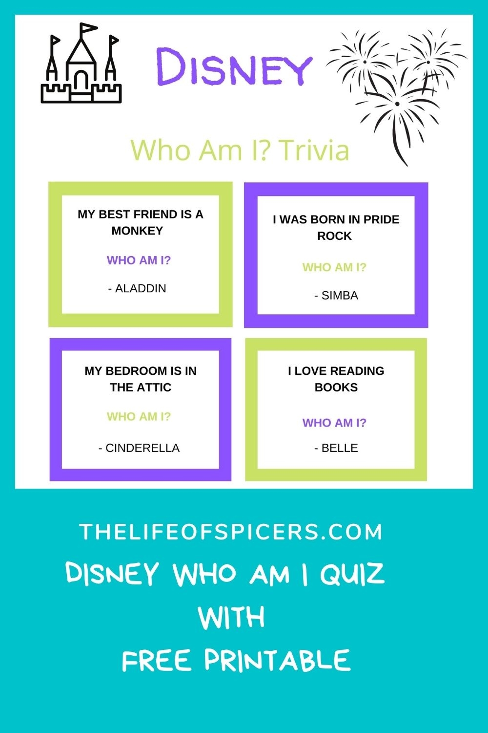Disney Who Am I Quiz FREE PRINTABLE The Life Of Spicers