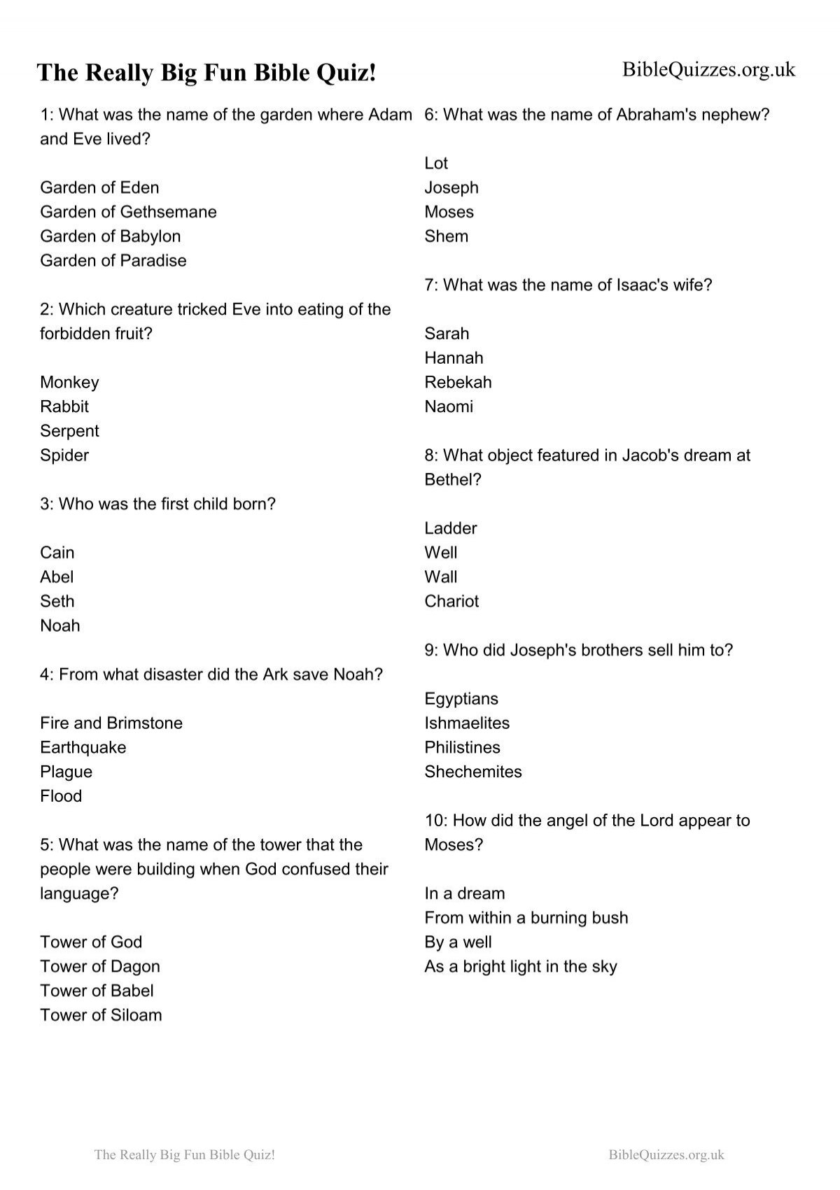 Download Printable Quiz Bible Quizzes And Puzzles