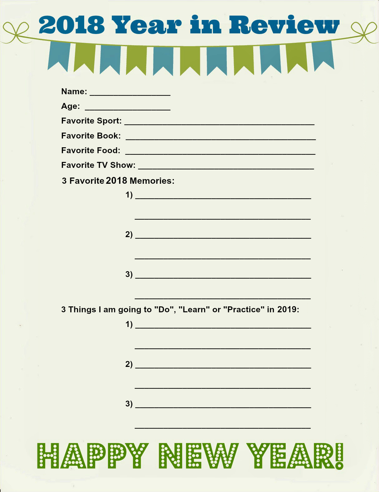 East Coast Mommy 2018 Year In Review Free Printable