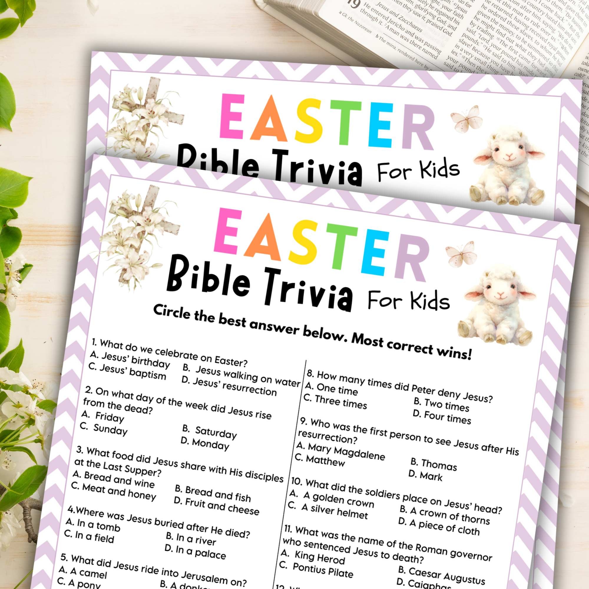 Free Printable Bible Trivia Quiz with Answers
