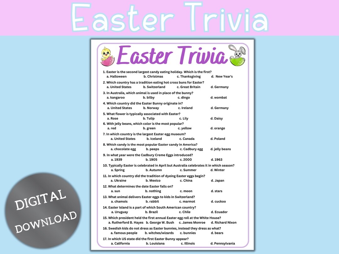Easter Trivia with Answers Printable