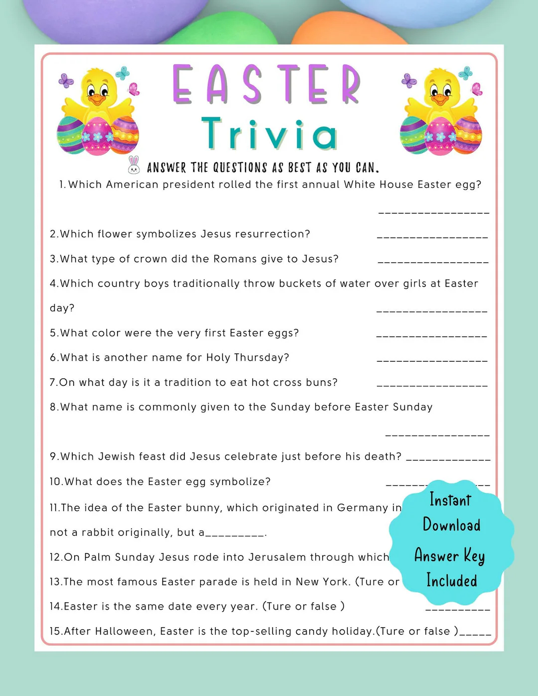 Easter Trivia Mom Wife Busy Life 