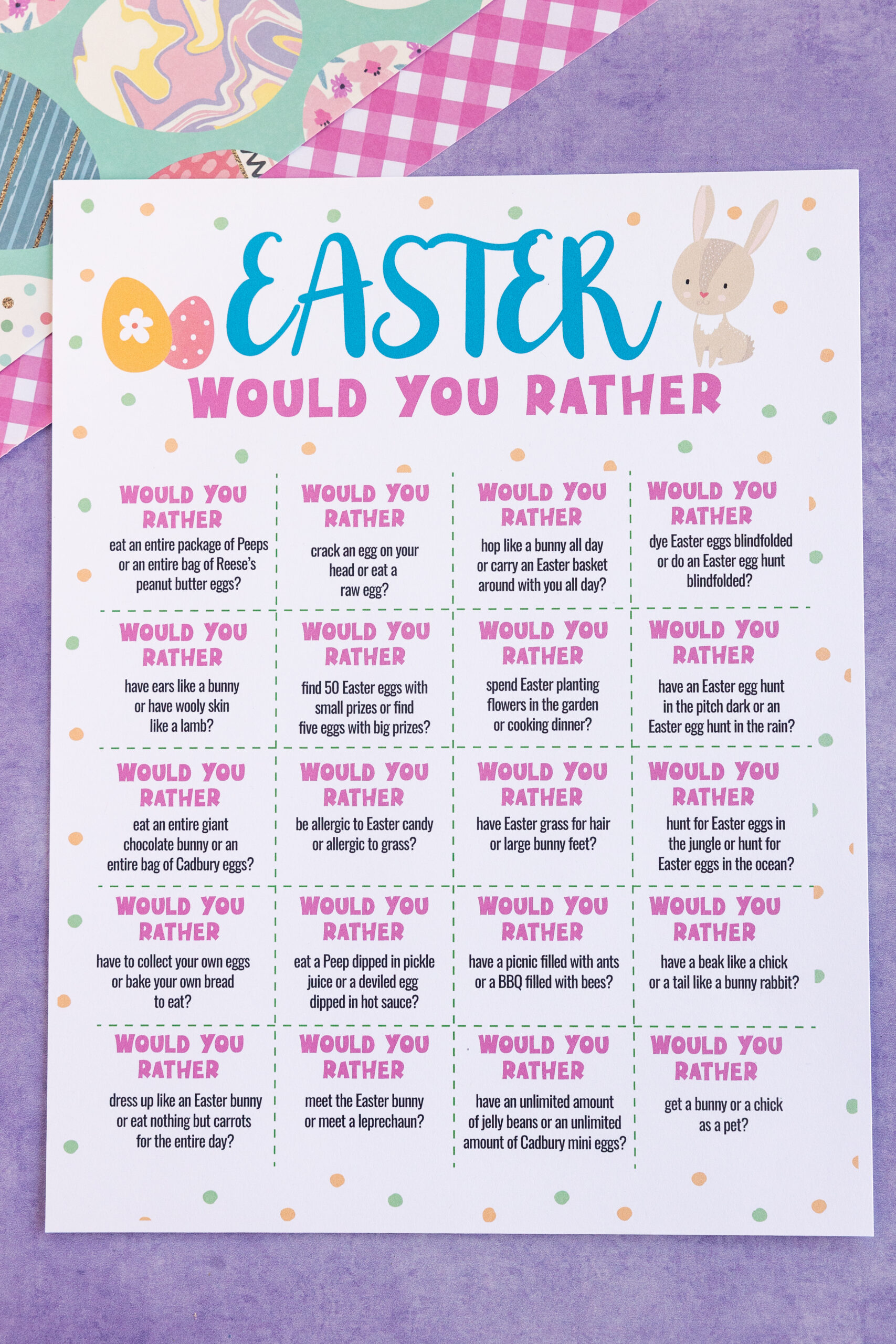 Easter Would You Rather Questions Free Printable Play Party Plan