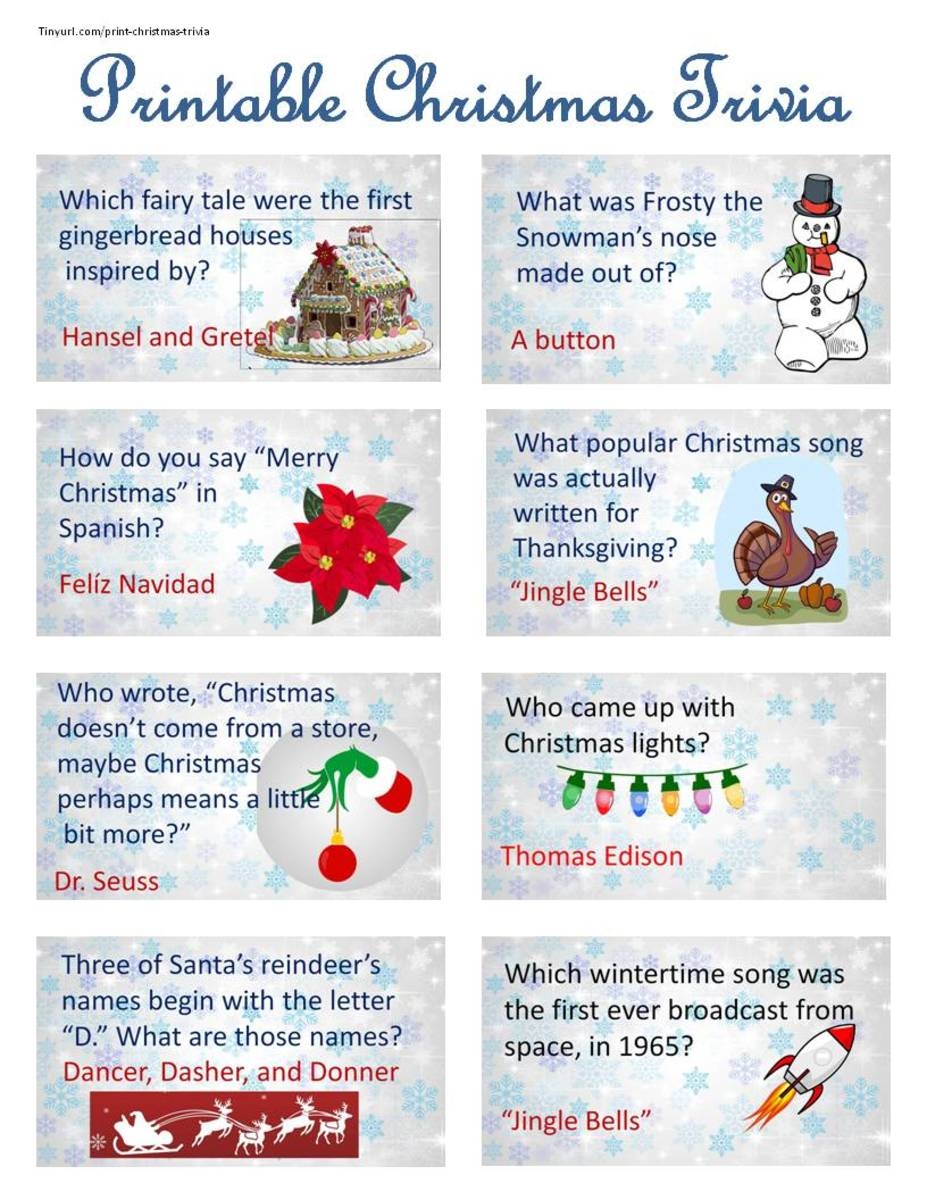 Easy Christmas Trivia Printable Cards And Slideshow HubPages