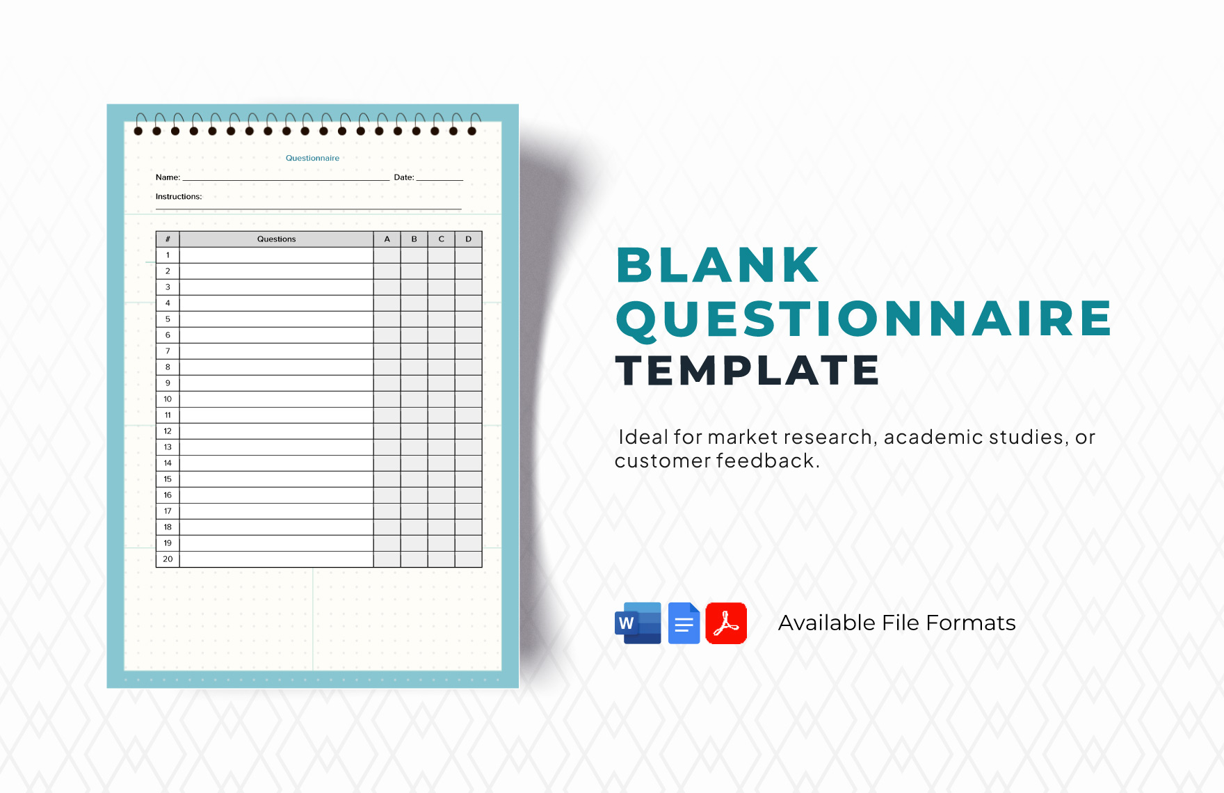 Free Printable Questionnaire Template Word