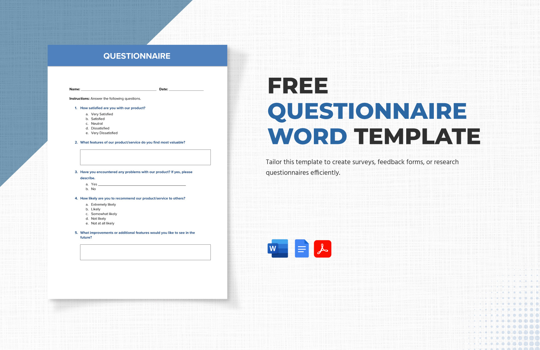 Free Printable Questionnaire Template Word New Program Development