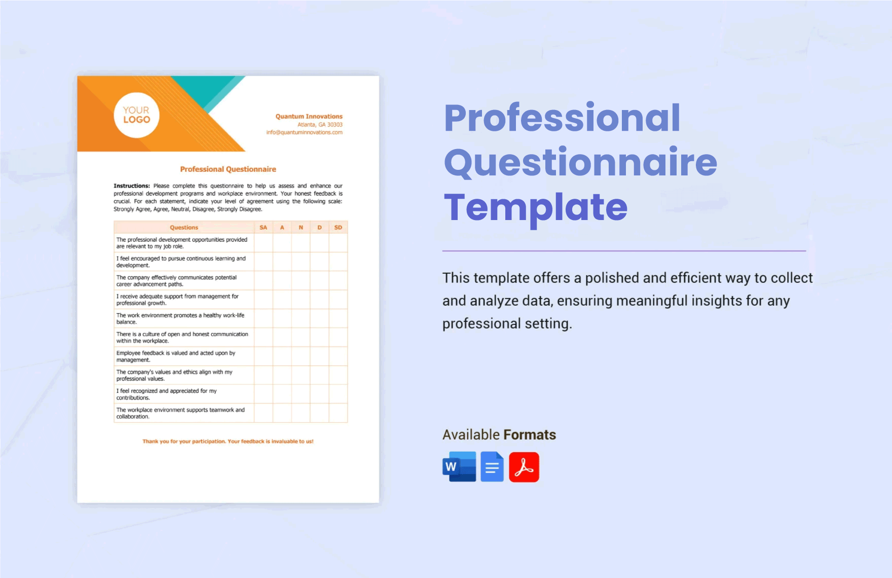 Editable Questionnaire Templates In Word To Download