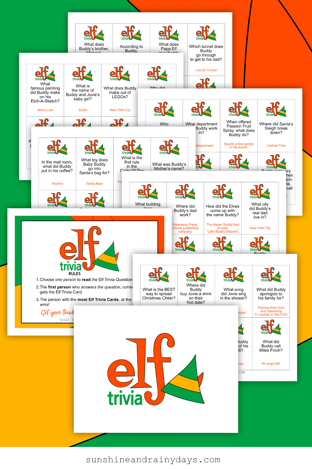 Elf Trivia Christmas Game Sunshine And Rainy Days