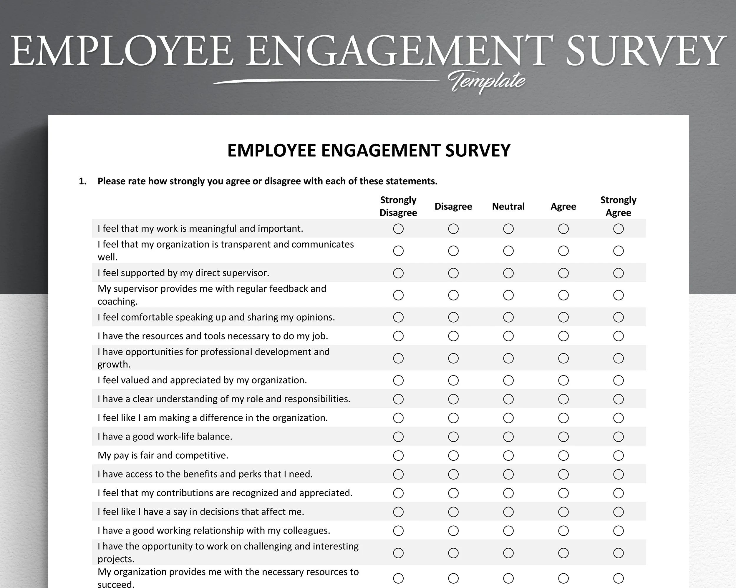 Employee Engagement Survey Template Microsoft Word googledocs 