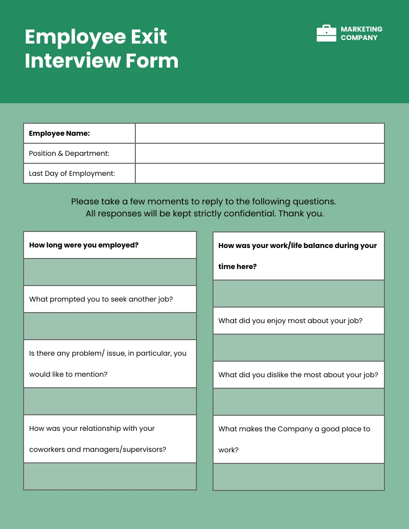 Employee Exit Interview Form Template Venngage