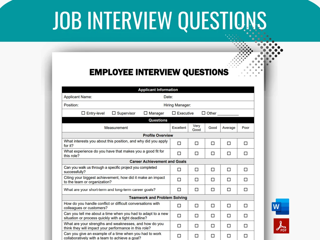 Employee Interview Questions Employee Hire Interview Questions Interview Template HR Forms HR Bundle Employee Onboarding New Hire Etsy