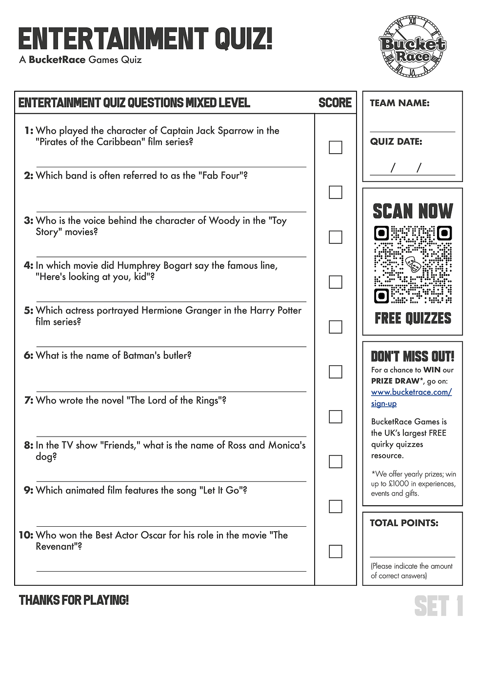 Entertainment Quiz Questions And Answers Worksheets Library