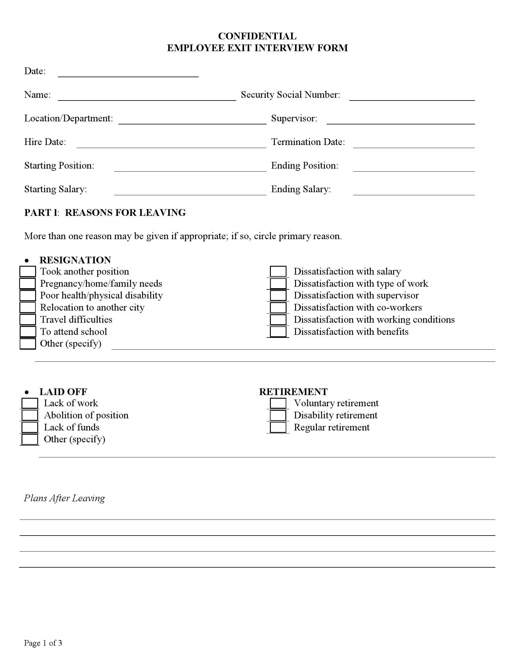 Exit Interview Template Employee Questionnaire FormsPal