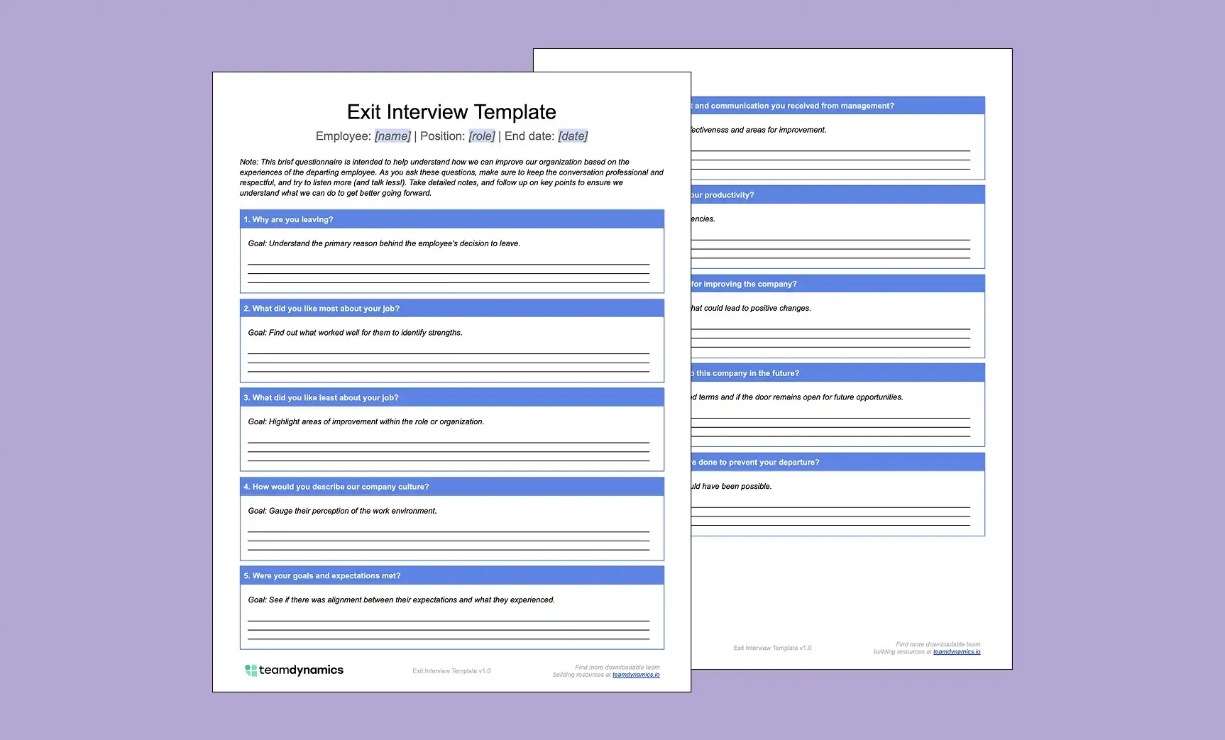 Exit Interview Template Free Team Building Template