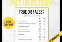 Fact Or Fiction True Or False Game Fun Teen Games Teen Party Trivia Quiz Teen Birthday Family Quiz General Knowledge Trivia Questions Etsy