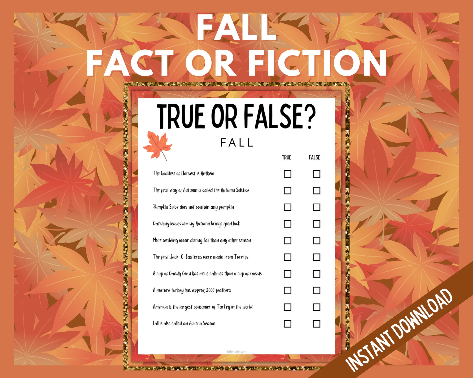 Fall Fact Or Fiction True Or False Game Fun Thanksgiving Game Teen Trivia Quiz Family Quiz Fall General Knowledge Trivia Questions Etsy