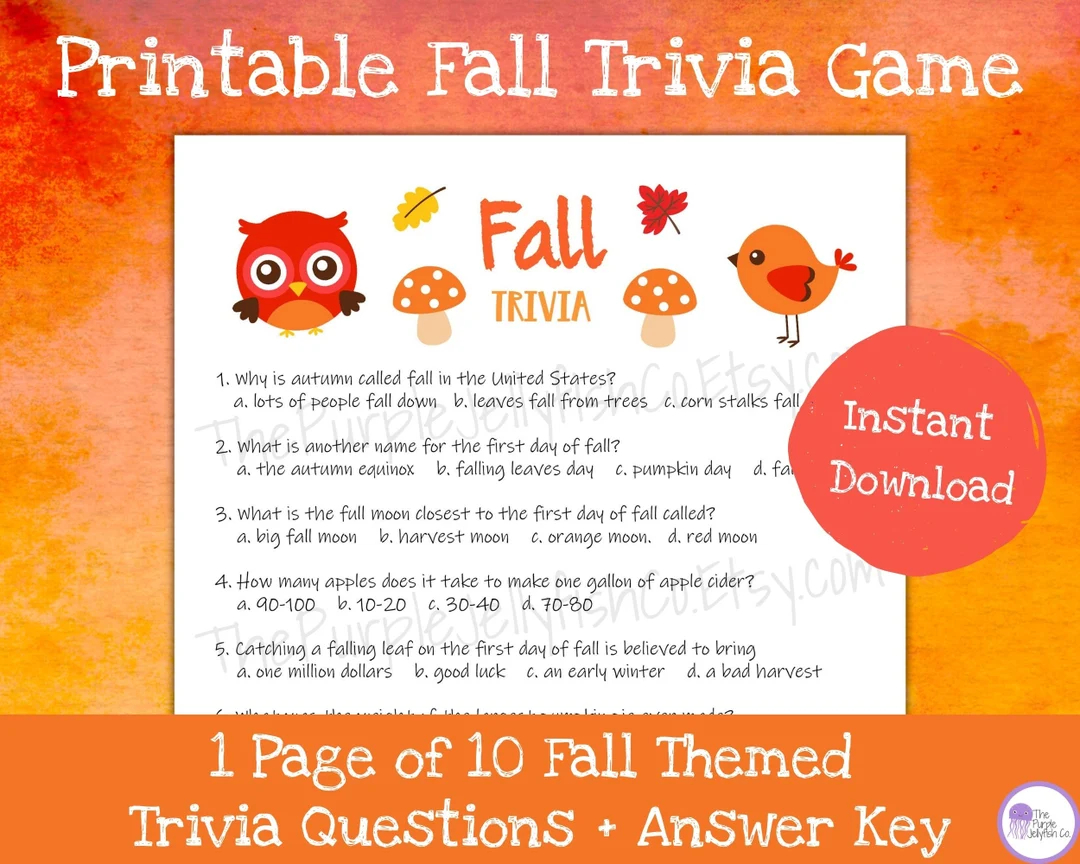 Free Printable Trivia Fall Question with Answer